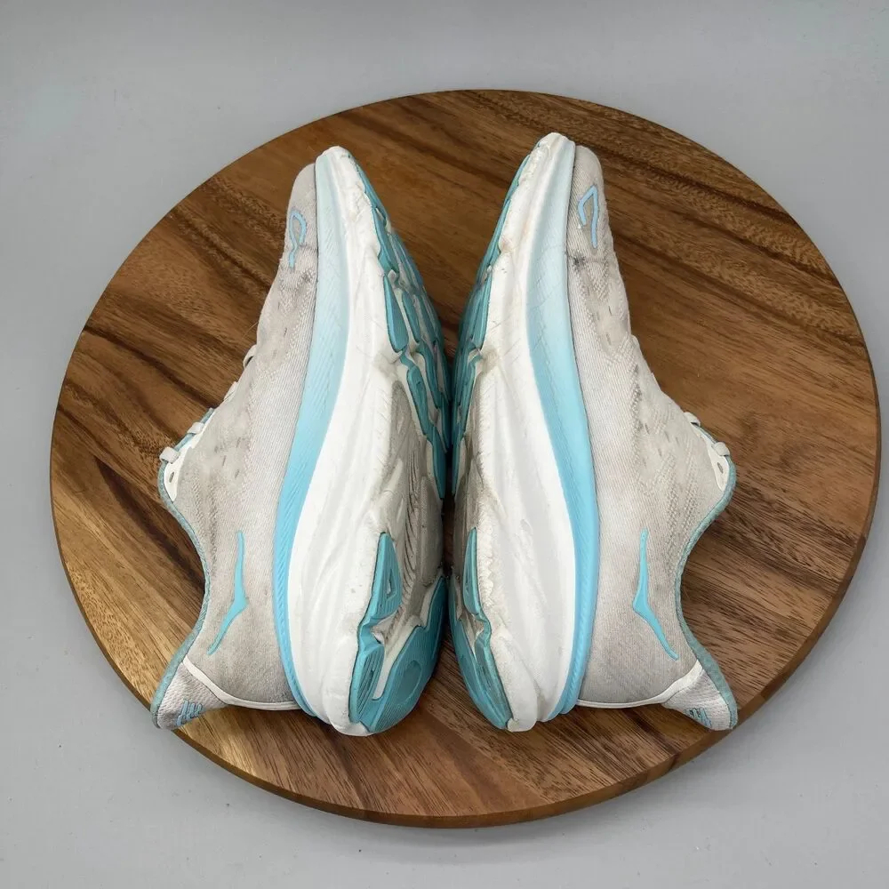 Hoka One One Clifton 9 Shoes Womens Size 9.5 B White Running Comfort Walking